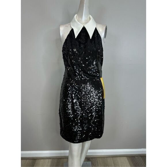 Bronx and Banco Wednesday Sequined Halterneck Minidress Size M $750 - Picture 5 of 13